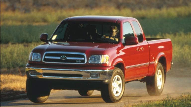 2002 Toyota Tundra in red.